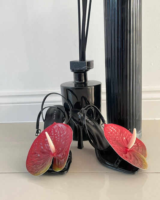 Anthurium Heel: Black/Ombré Deep Red